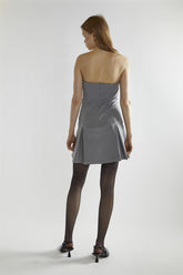 Grey A-Line Bardot Mini-Dress
